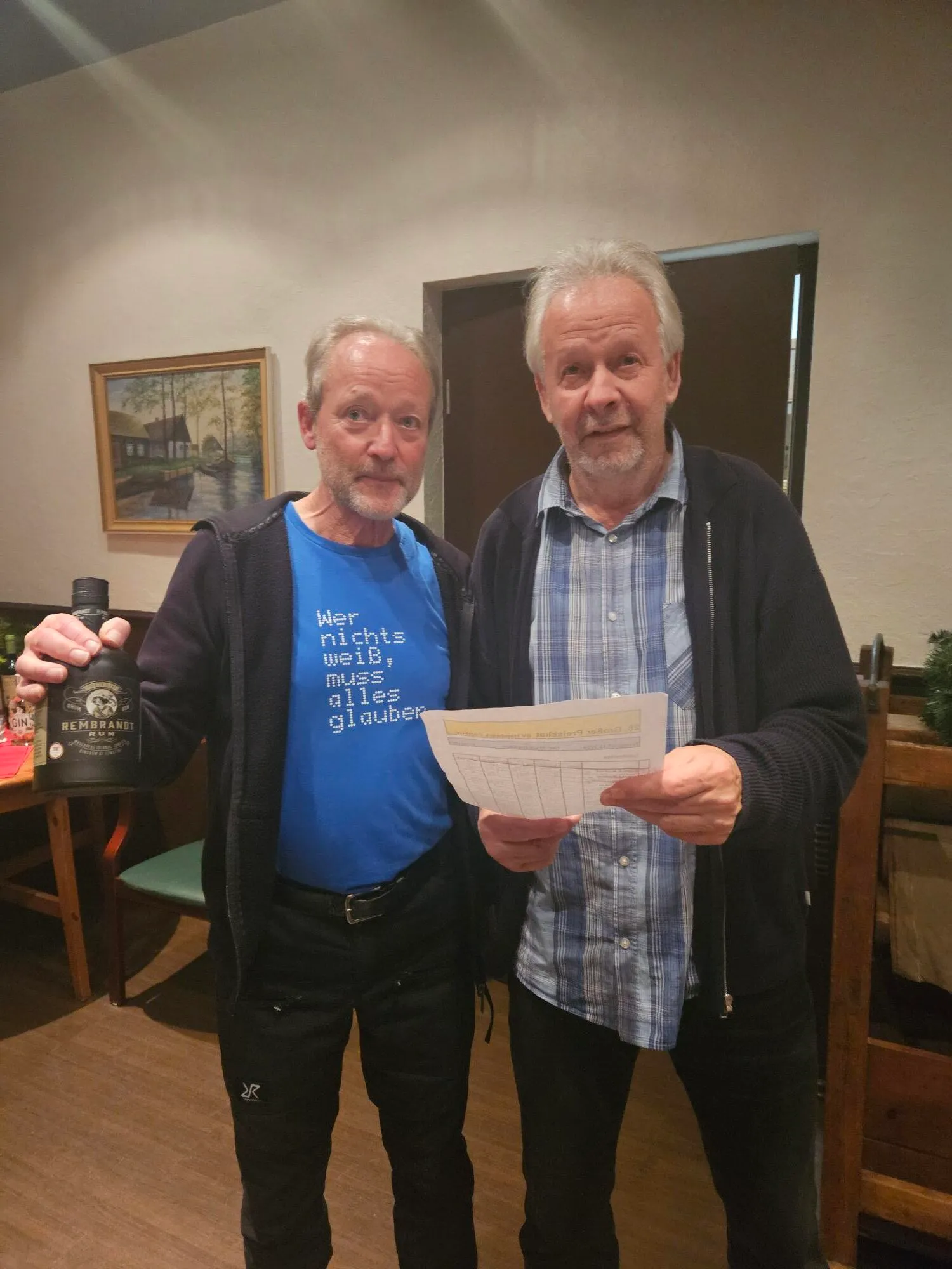 Sieger beim SVH Skatturnier 2024 mit Urkunde und Preis